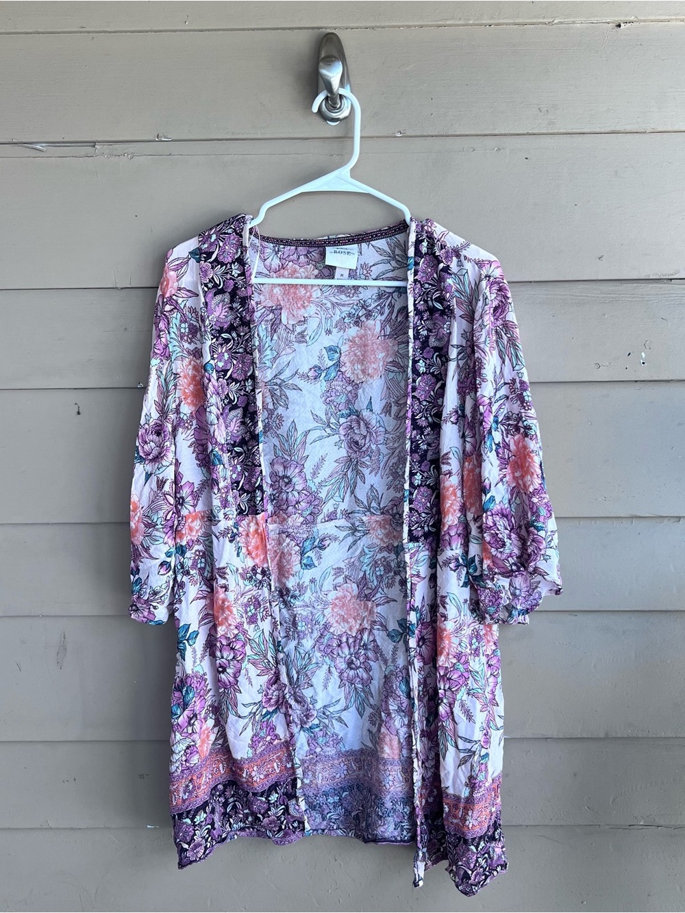 Knox Rose Floral Kimono Size M Vacation Summer Boho